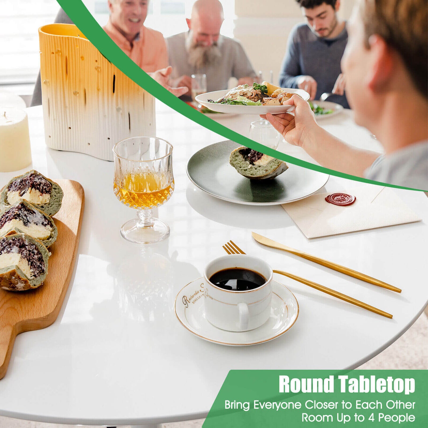 Stylish 32 Inch Round Tulip Dining Table Featuring MDF Top