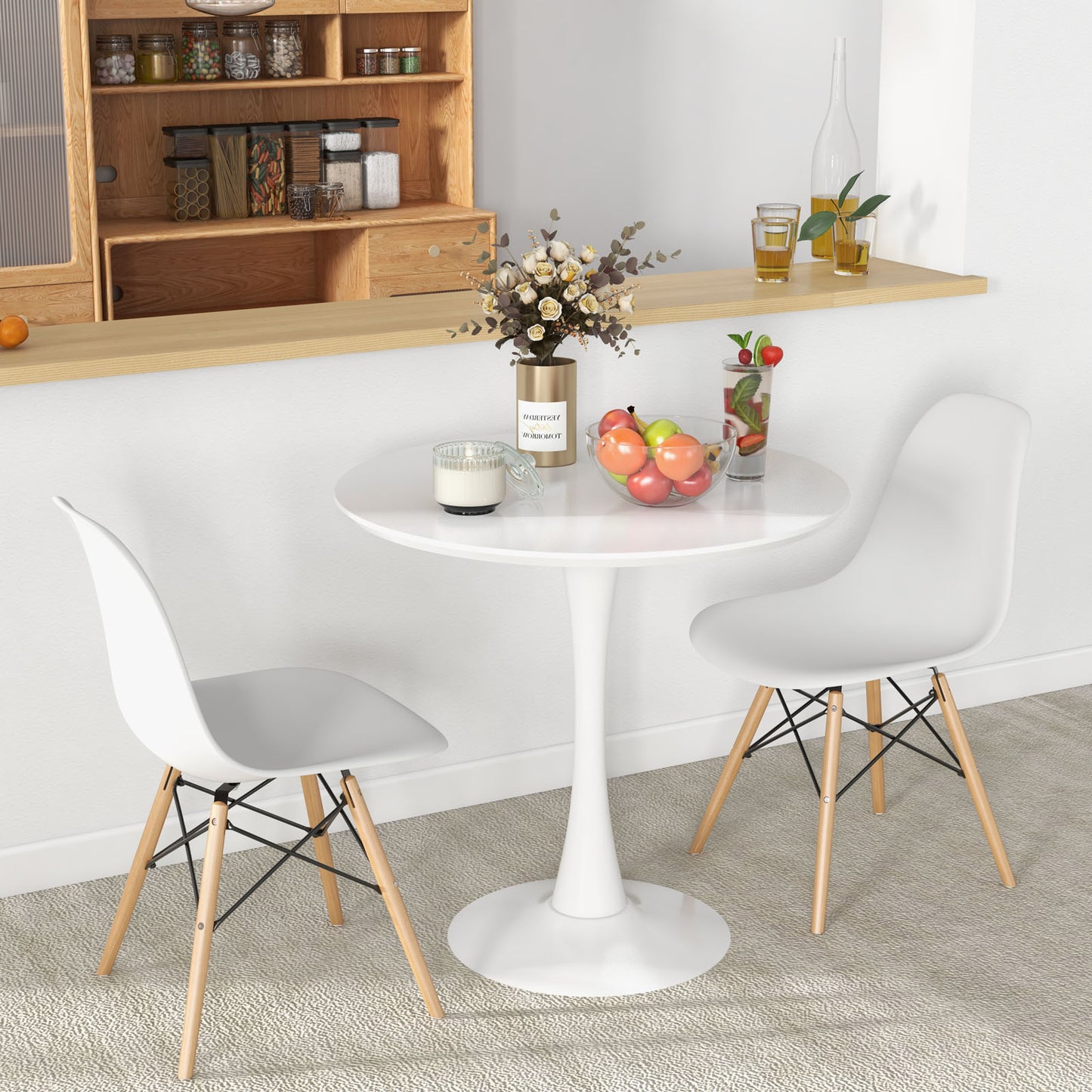 Stylish 32 Inch Round Tulip Dining Table Featuring MDF Top
