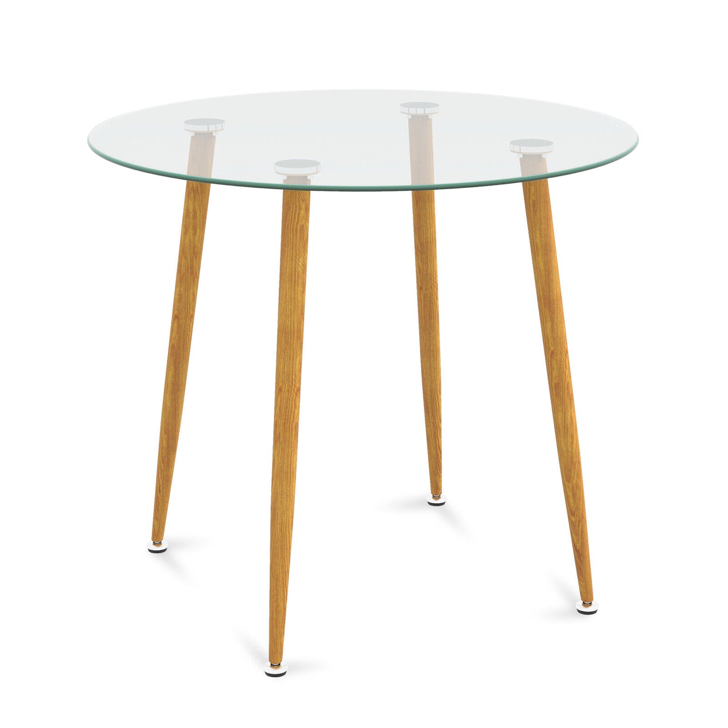 Modern Round Glass Dining Table with Metal Legs for Kitchen or Living Room