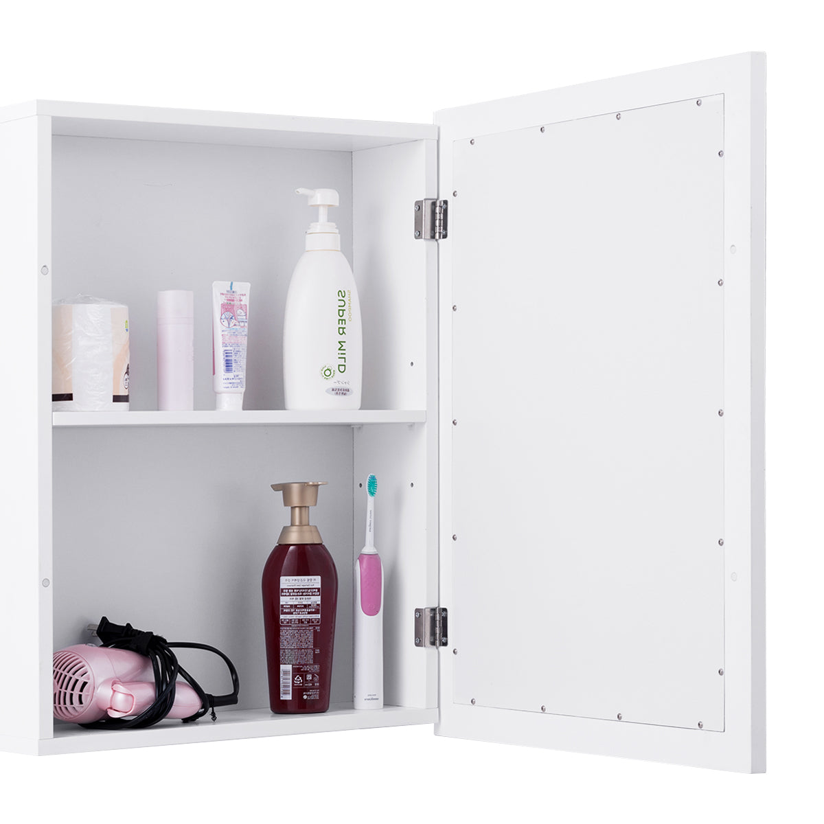 Modern Wall-Mounted Medicine Cabinet with Mirror and Adjustable Shelf