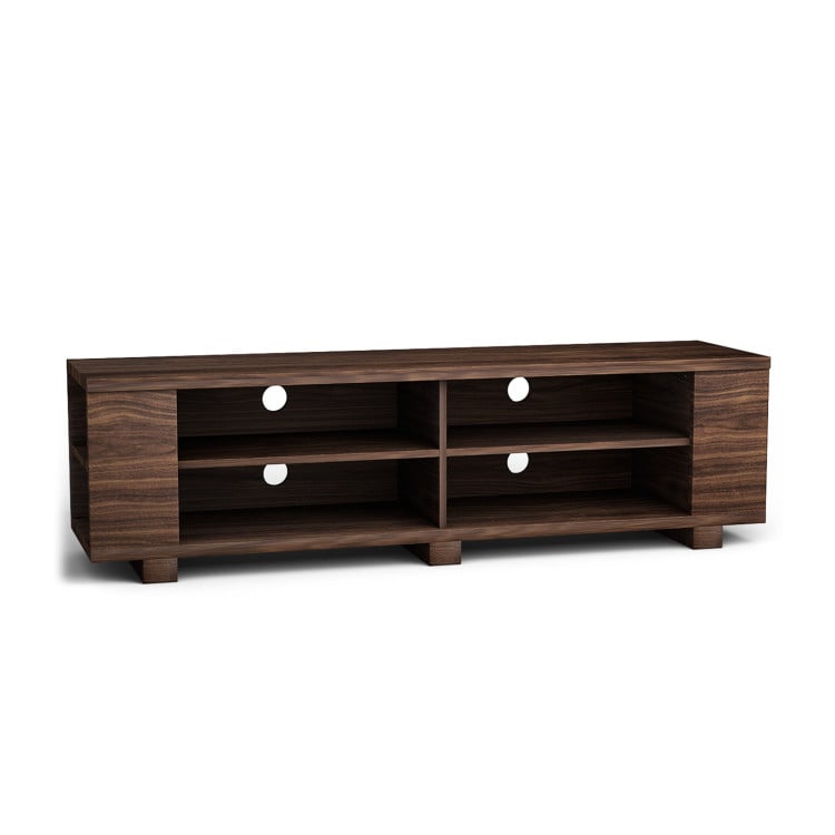 Modern 59 Inch Media Console with Adjustable Open Shelves for TVs up to 65 Inches in Walnut