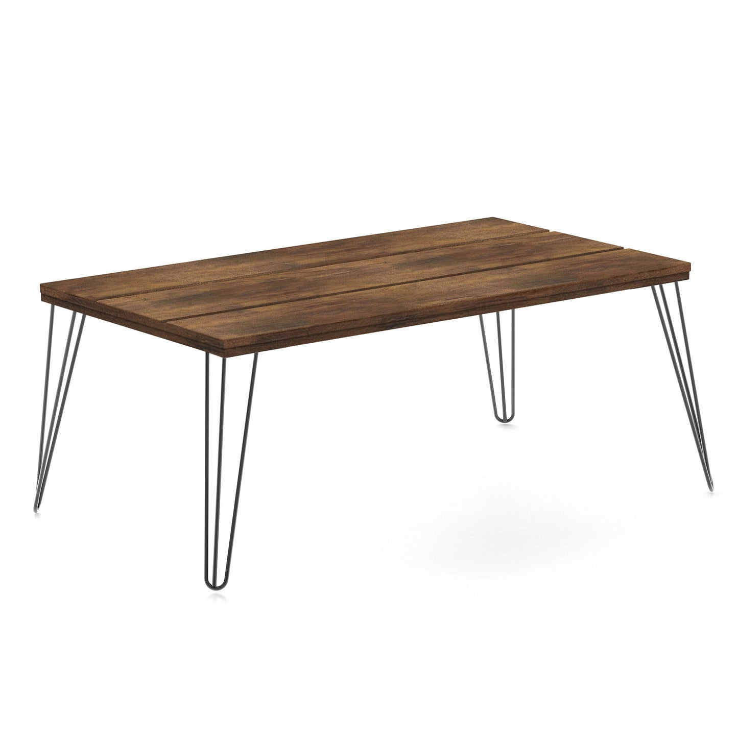 Modern Rectangular Wood Coffee Table with Metal Legs 43.5 Inch