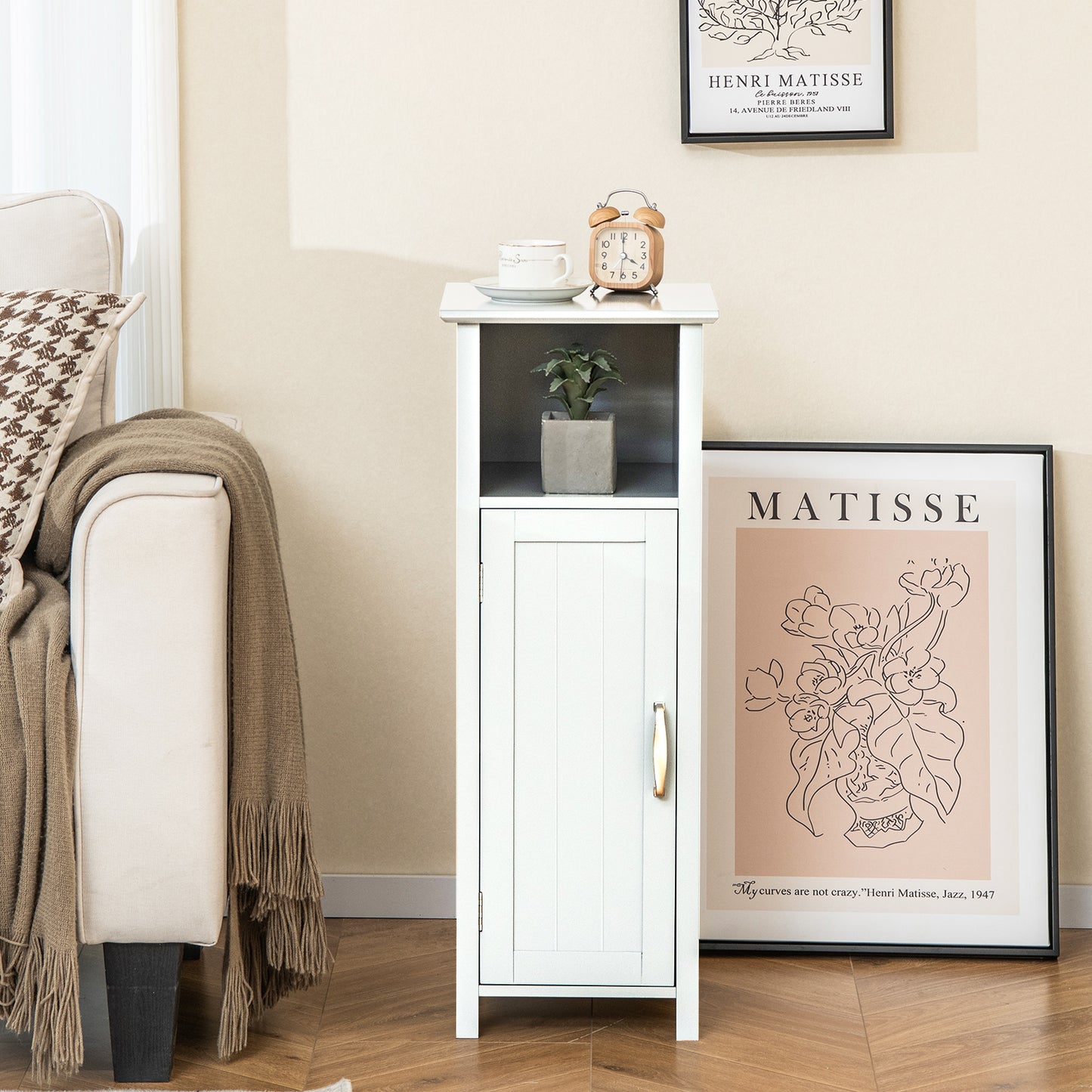 2-Tier Bathroom Storage Cabinet with Adjustable Shelves