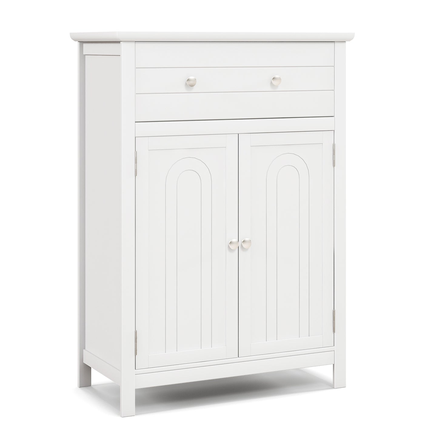 Modern 2 Door Storage Cabinet with Drawer & Adjustable Shelf