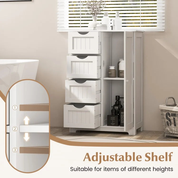 4 Drawer Wooden Standing Storage Cabinet