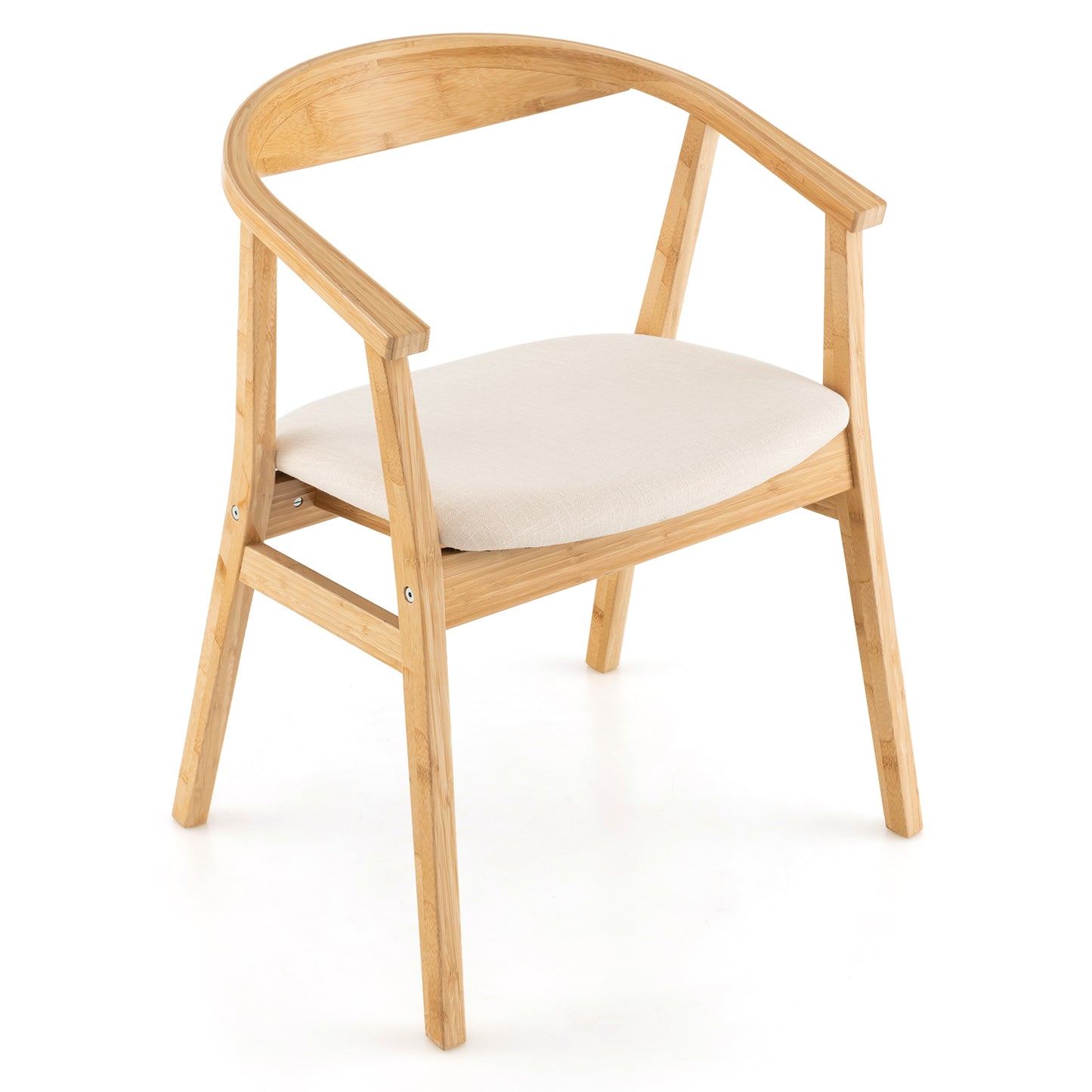 Natural Bamboo Accent Chair with Curved Back and Armrests