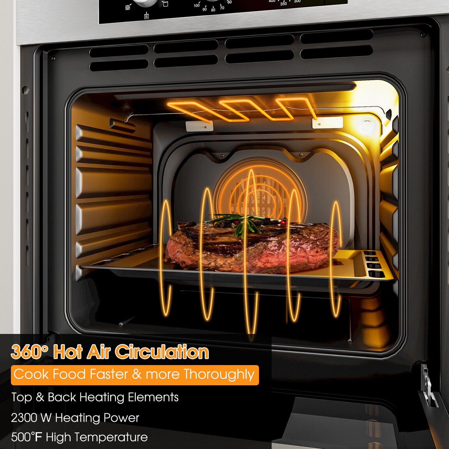 24 Inch 2.47 Cu. Ft. Single Wall Oven with 5 Cooking Functions