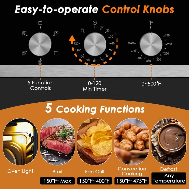 24 Inch 2.47 Cu. Ft. Single Wall Oven with 5 Cooking Functions