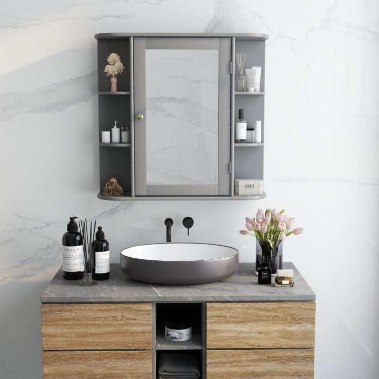 Wall-Mounted Bathroom Cabinet with Mirror, Adjustable Shelves & Ample Storage