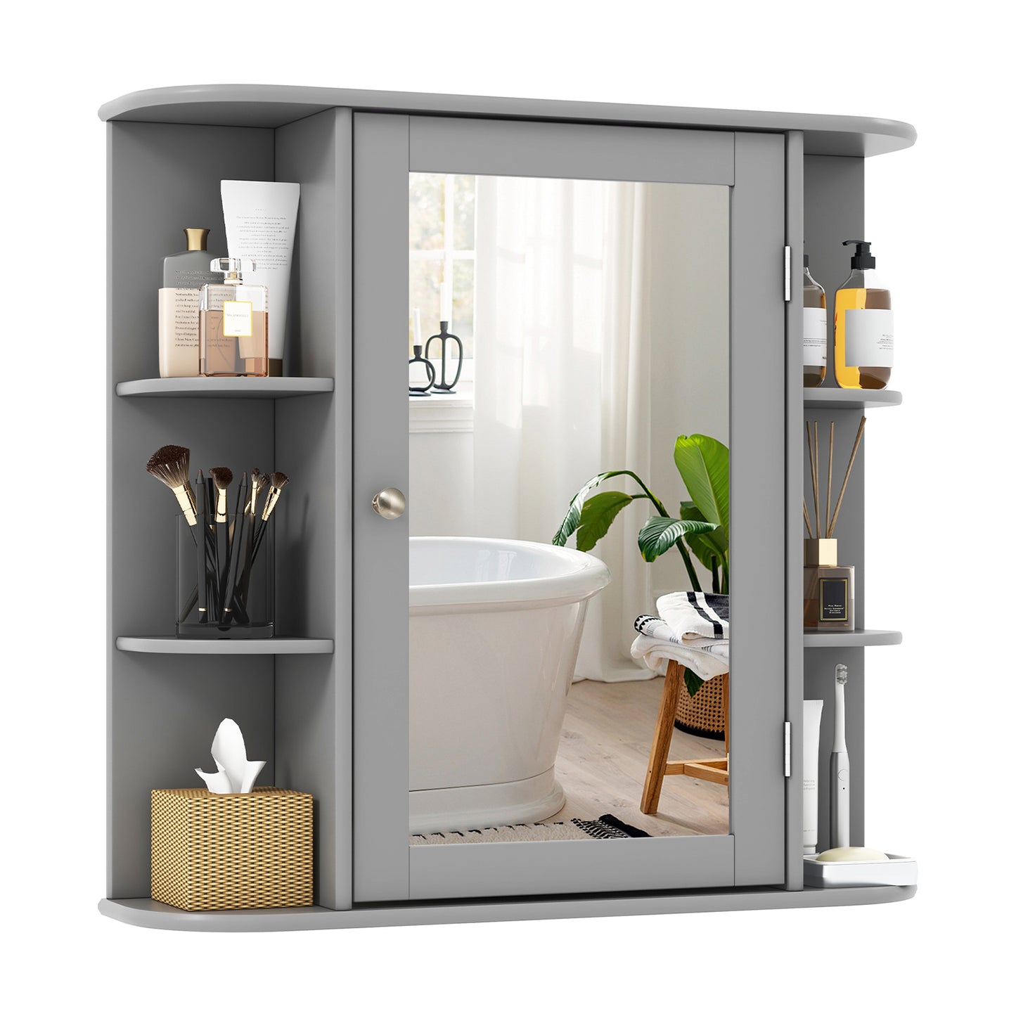 Wall-Mounted Bathroom Cabinet with Mirror, Adjustable Shelves & Ample Storage