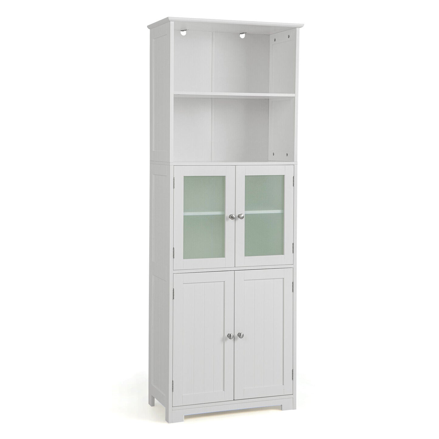 64” Tall Freestanding Storage Cabinet with 6 Tier Shelving & Adjustable Compartments