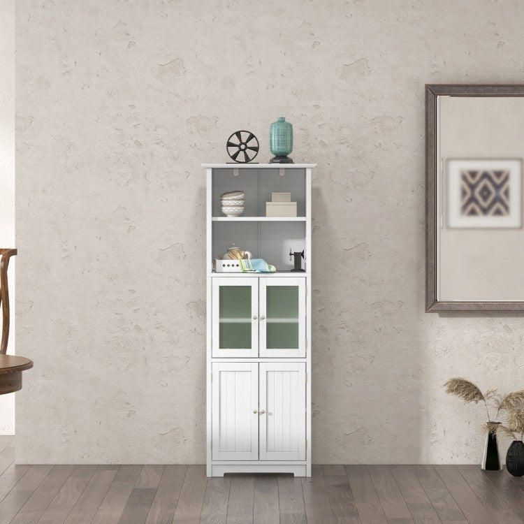 64” Tall Freestanding Storage Cabinet with 6 Tier Shelving & Adjustable Compartments