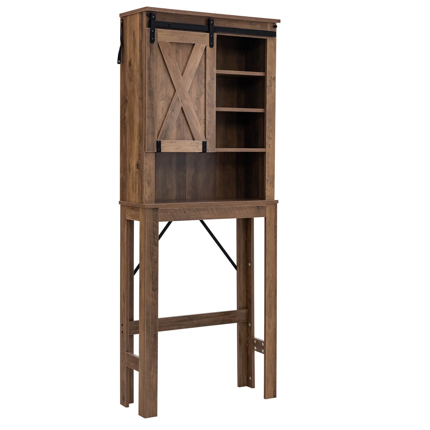 Rustic Bathroom Storage Cabinet with Sliding Barn Door & Adjustable Shelves