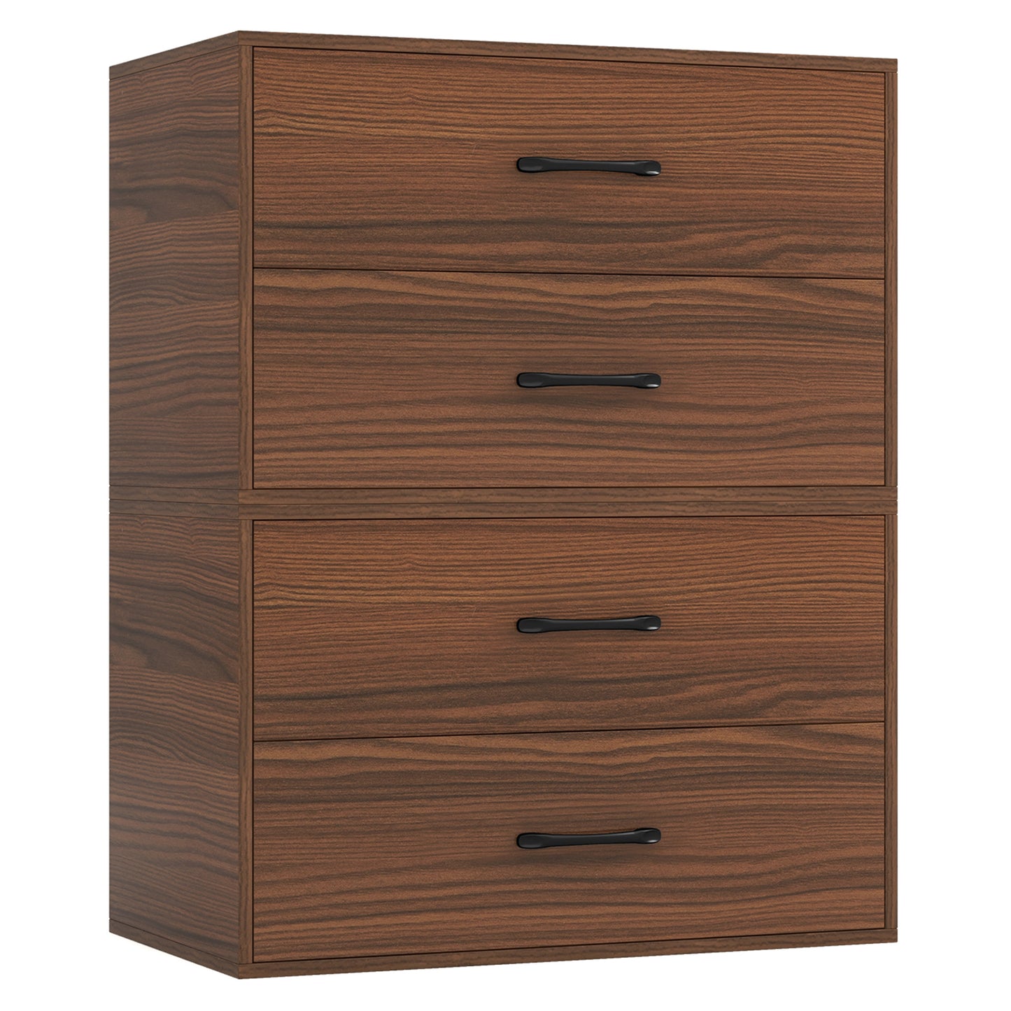 Modern 2-Drawer Stackable Storage Chest with Handles, Wooden Horizontal Dresser Cabinet – Dark Brown