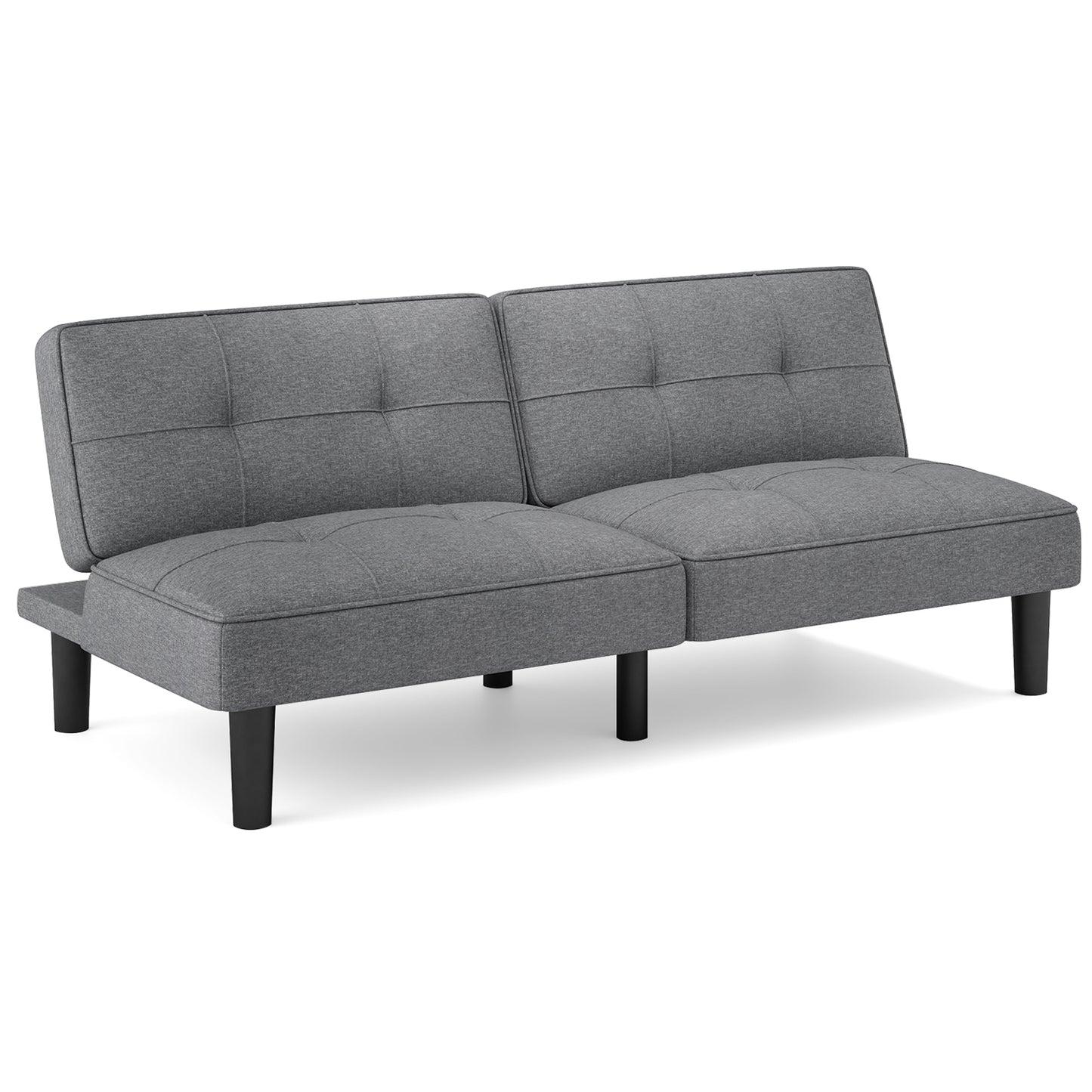 Modern Convertible Futon Sofa Bed with 6-Position Adjustable Backrest and Soft Linen Upholstery