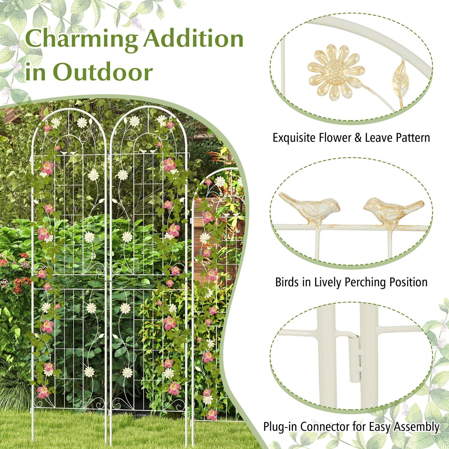 2 Pack 86.5” Metal Garden Trellis – Sturdy Support for Climbing Plants & Vines