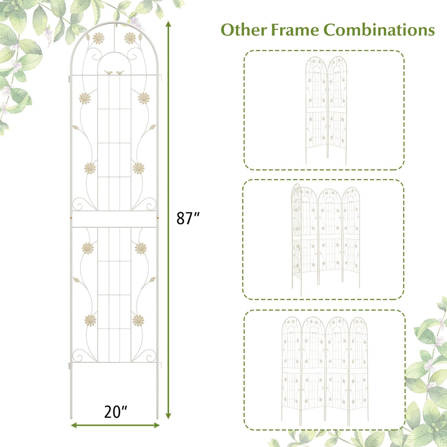 2 Pack 86.5” Metal Garden Trellis – Sturdy Support for Climbing Plants & Vines
