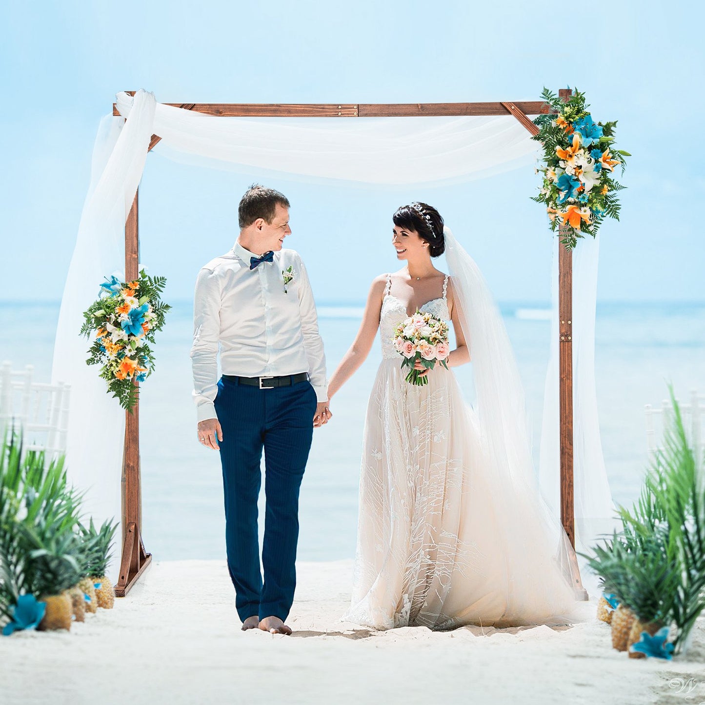 Square Wooden Wedding Arch with Multiple Decoration Options