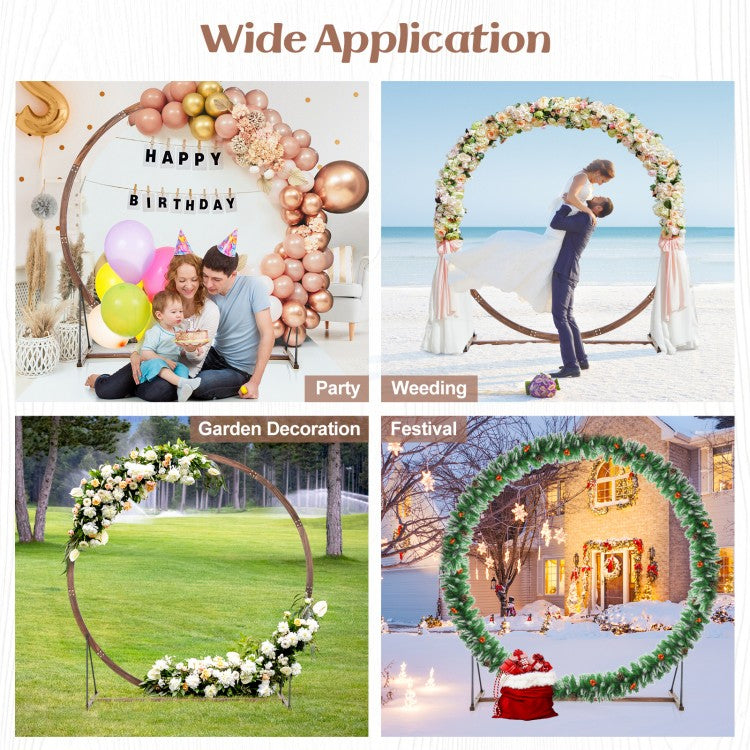 Round Wooden Wedding Arch with Multiple Decoration Options