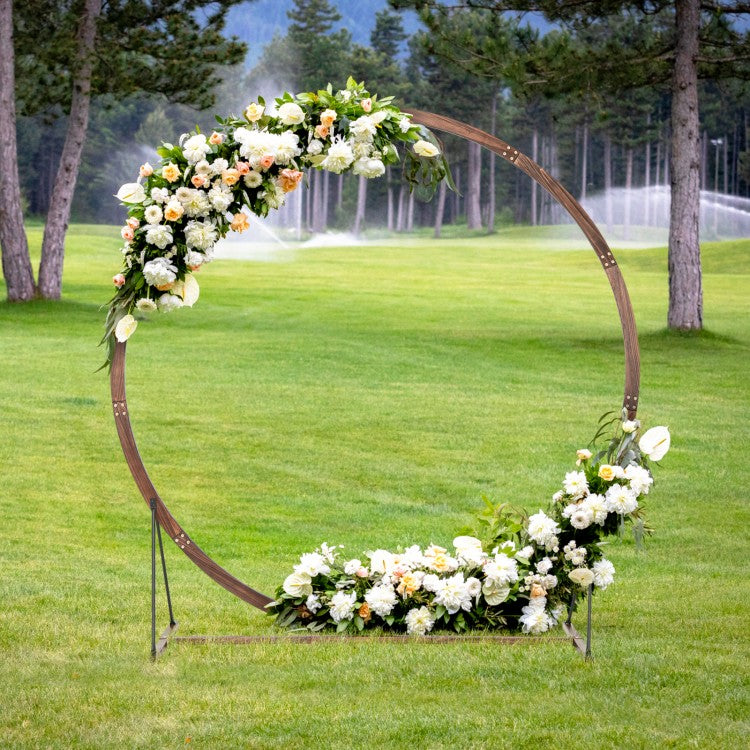 Round Wooden Wedding Arch with Multiple Decoration Options