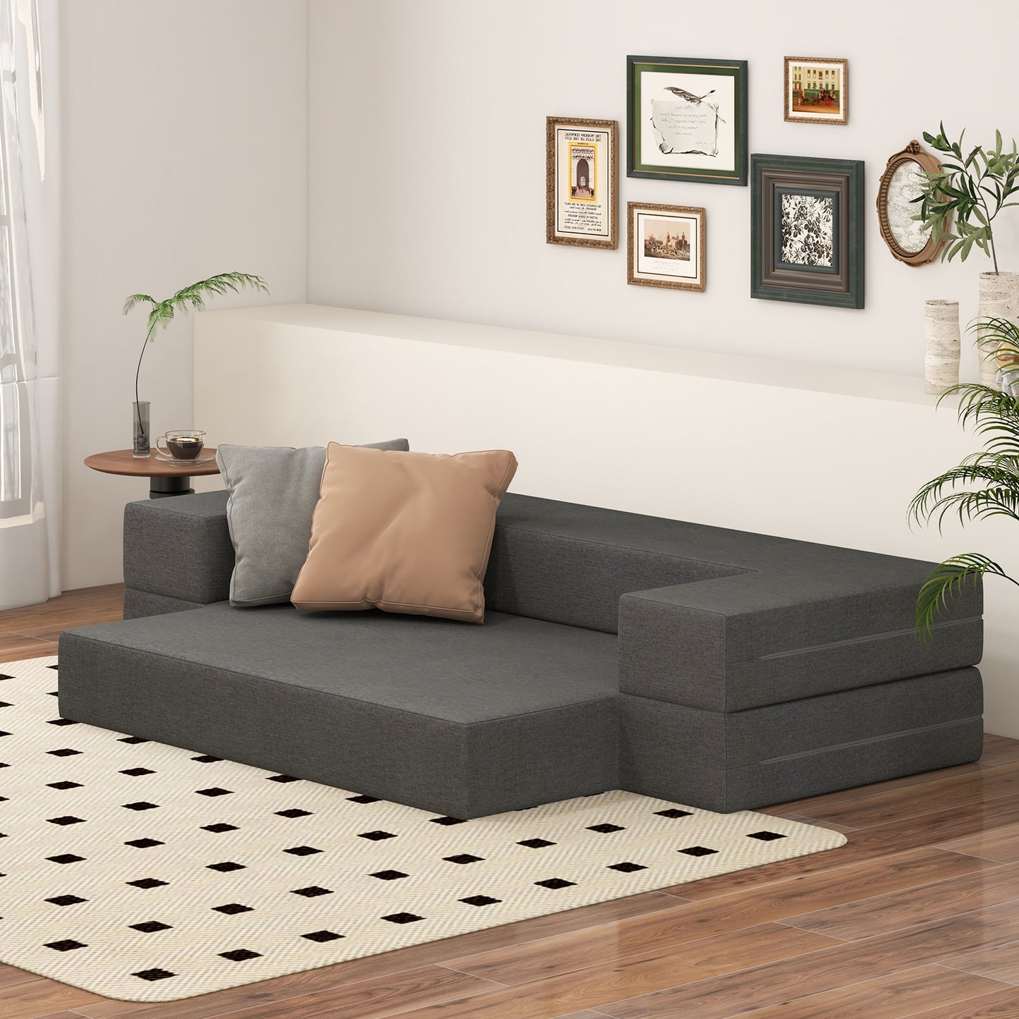 Convertible Folding Sofa Bed with Memory Foam and Washable Cover, 8 Inch Queen
