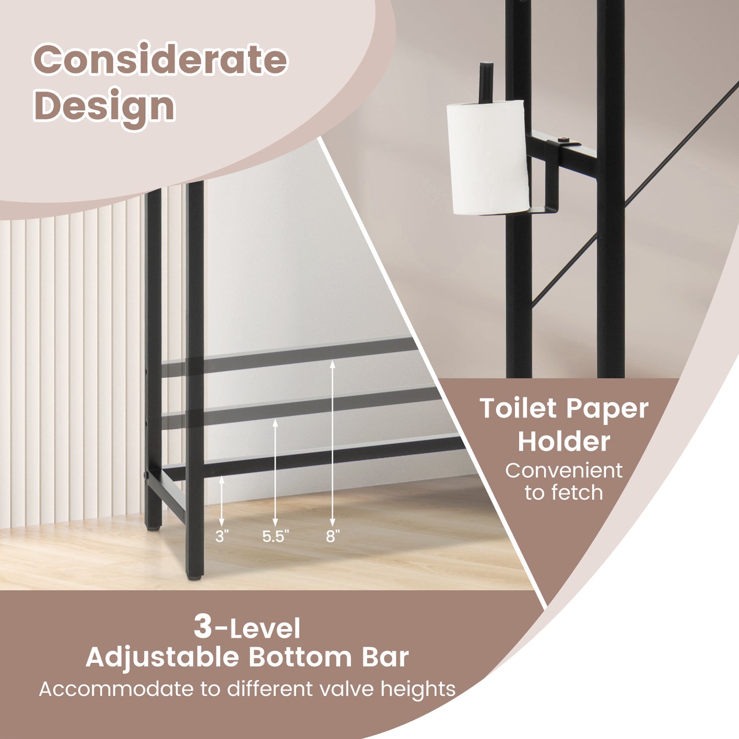 4 Tier Bathroom Storage Cabinet with Adjustable Shelves and Sliding Barn Door