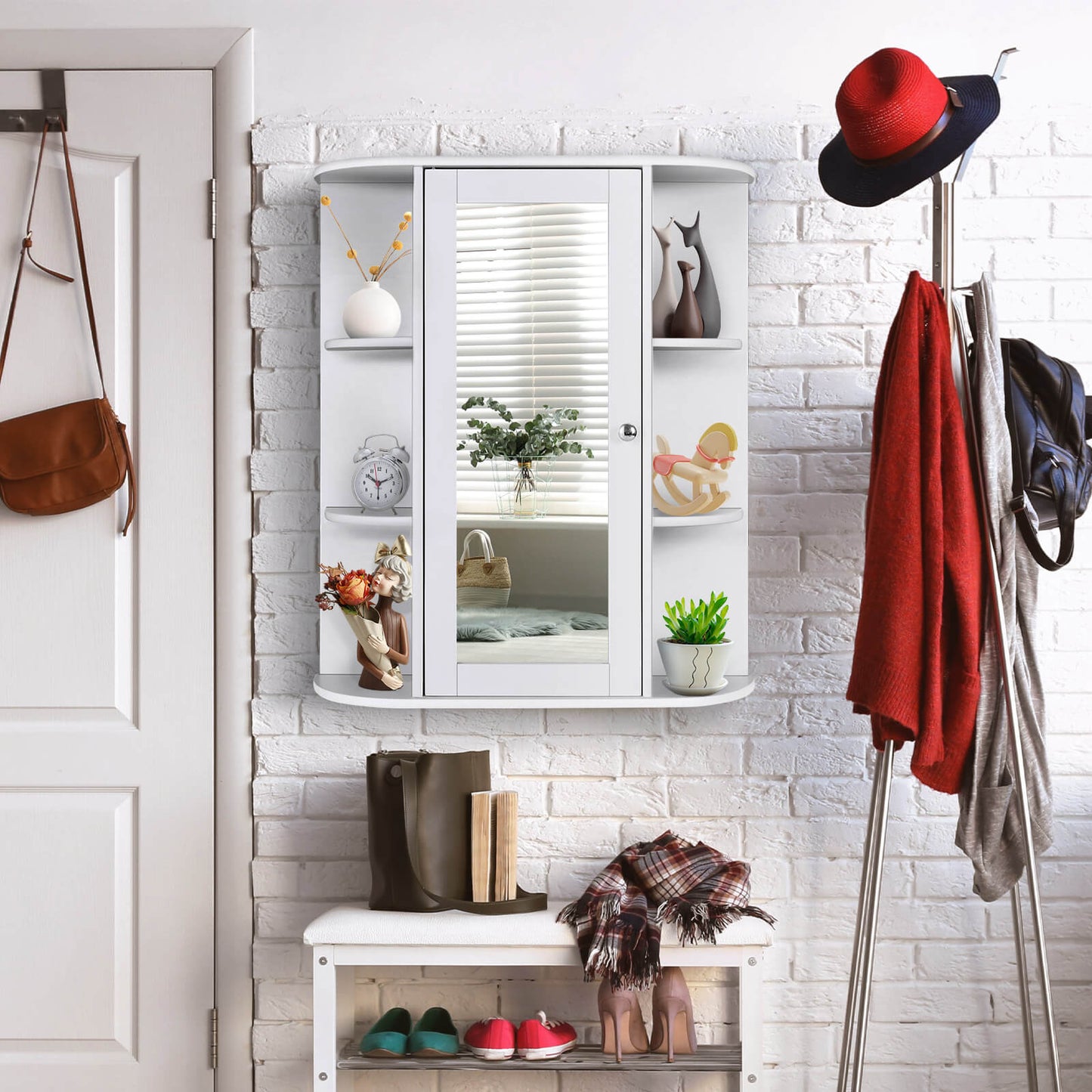 Stylish Wall-Mounted Medicine Cabinet with Mirror & Shelves