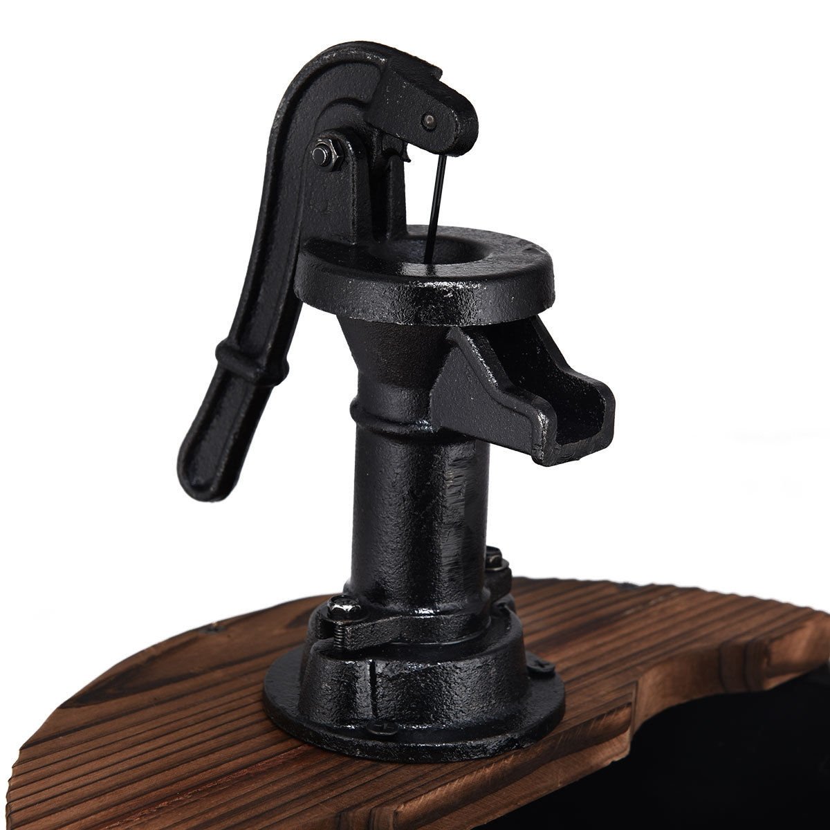 Rustic 2 Tier Wooden Barrel Waterfall Fountain with Decorative Pump