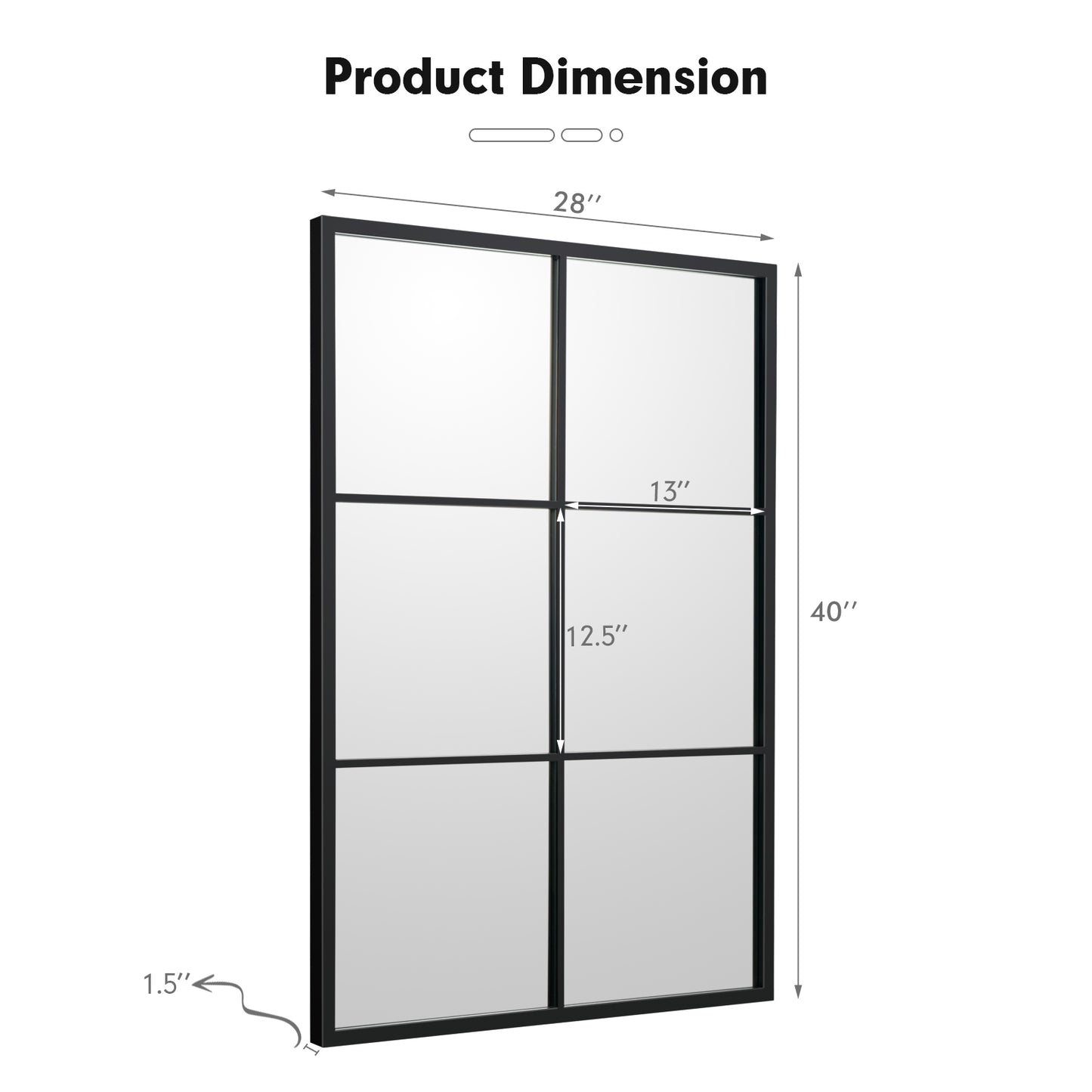 Modern 3 Layered Decorative Wall Mirror with Black Metal Frame for Living Room and Dining Room