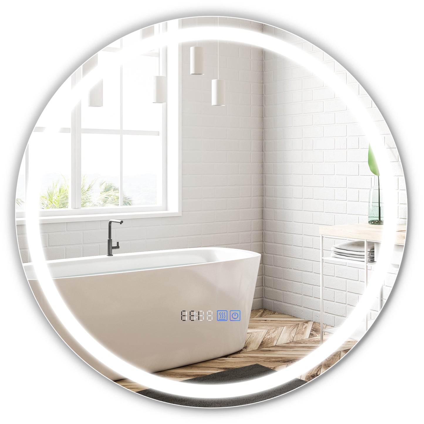 24 Inch LED Bathroom Mirror with Anti-Fog, 3 Color Lighting & Temperature Display