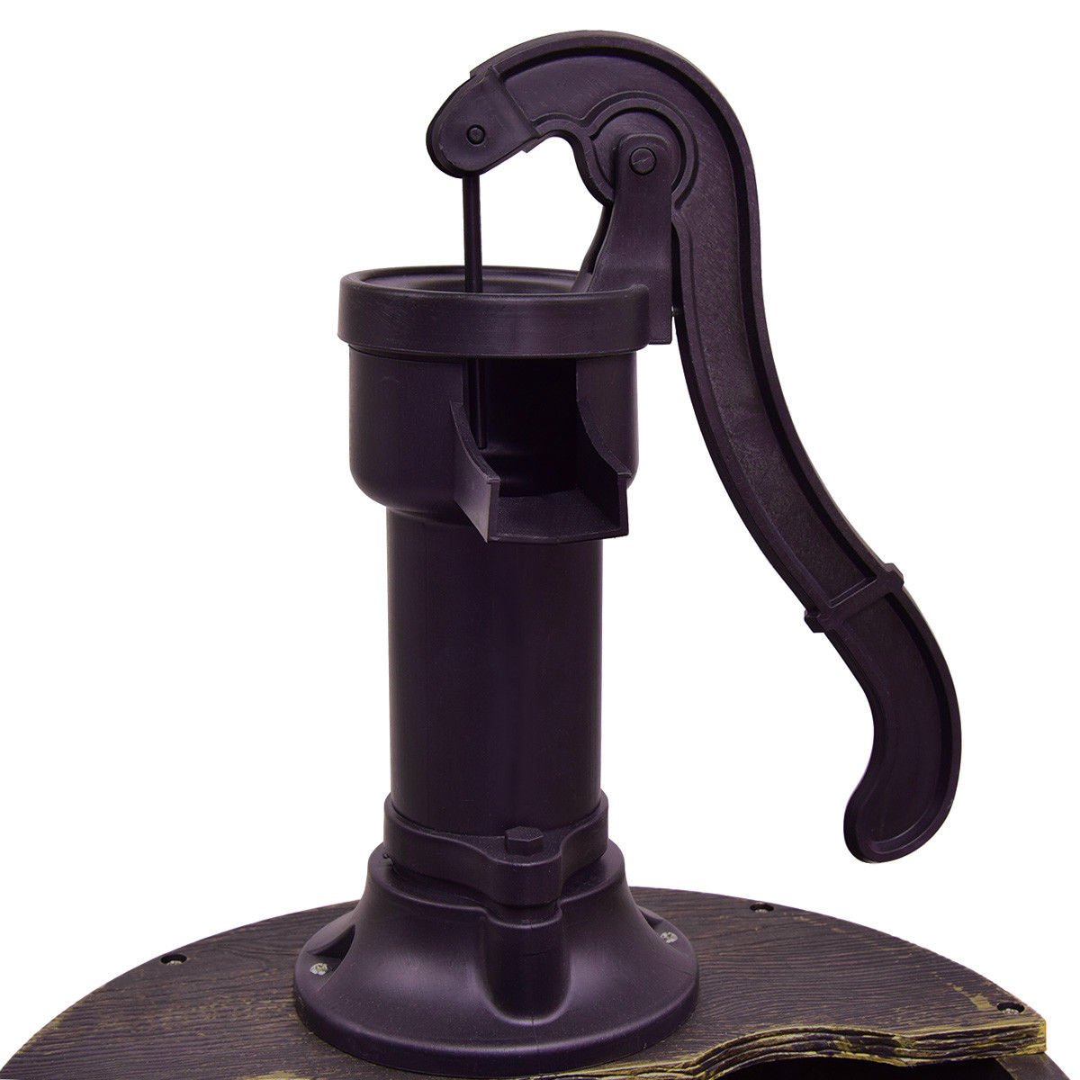 Rustic 2 Tier Barrel Water Fountain with Submersible Pump for Outdoor Decor