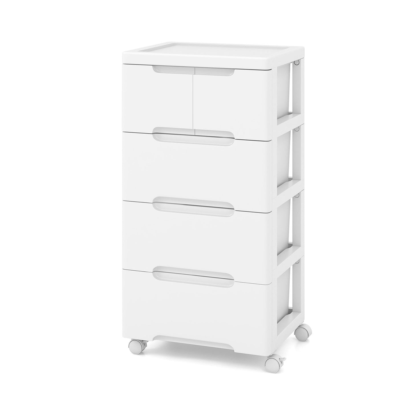 Multi-Drawer Rolling Organizer Cabinet with Lockable Wheels and Elevated Base – 5 Drawers