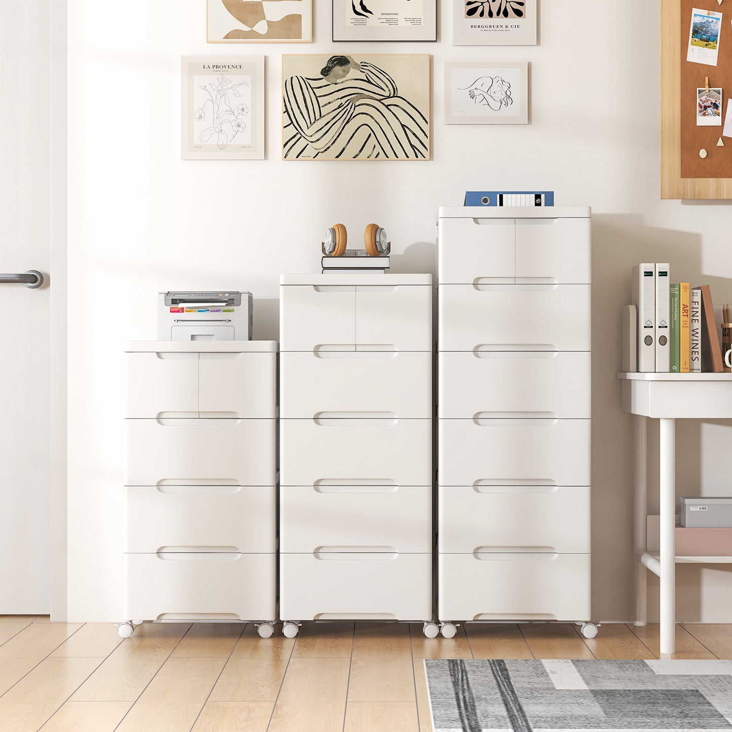 Multi-Drawer Rolling Organizer Cabinet with Lockable Wheels and Elevated Base – 6 Drawers