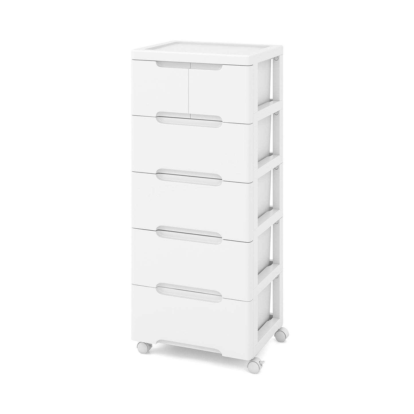 Multi-Drawer Rolling Organizer Cabinet with Lockable Wheels and Elevated Base – 6 Drawers
