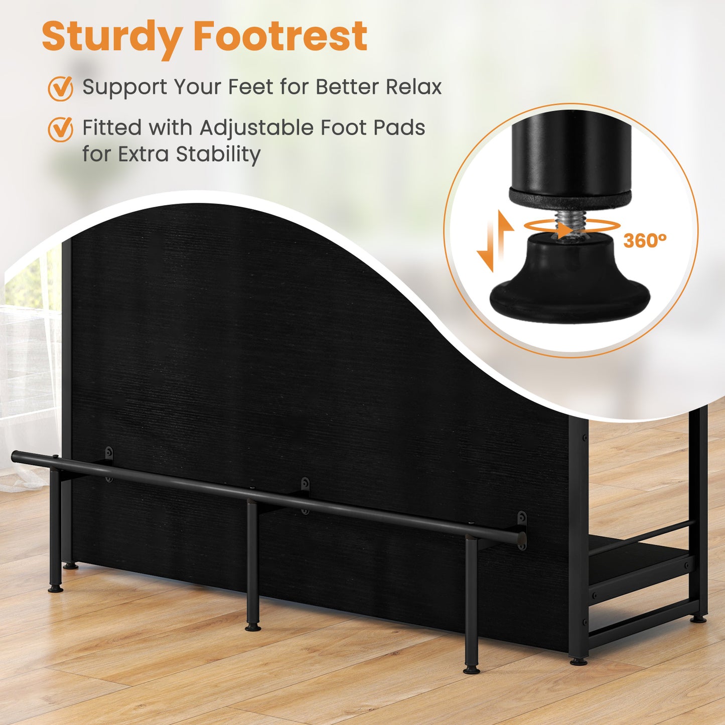 Multi-Level Kitchen Island Table with Wine Rack and Foot Bar - Black