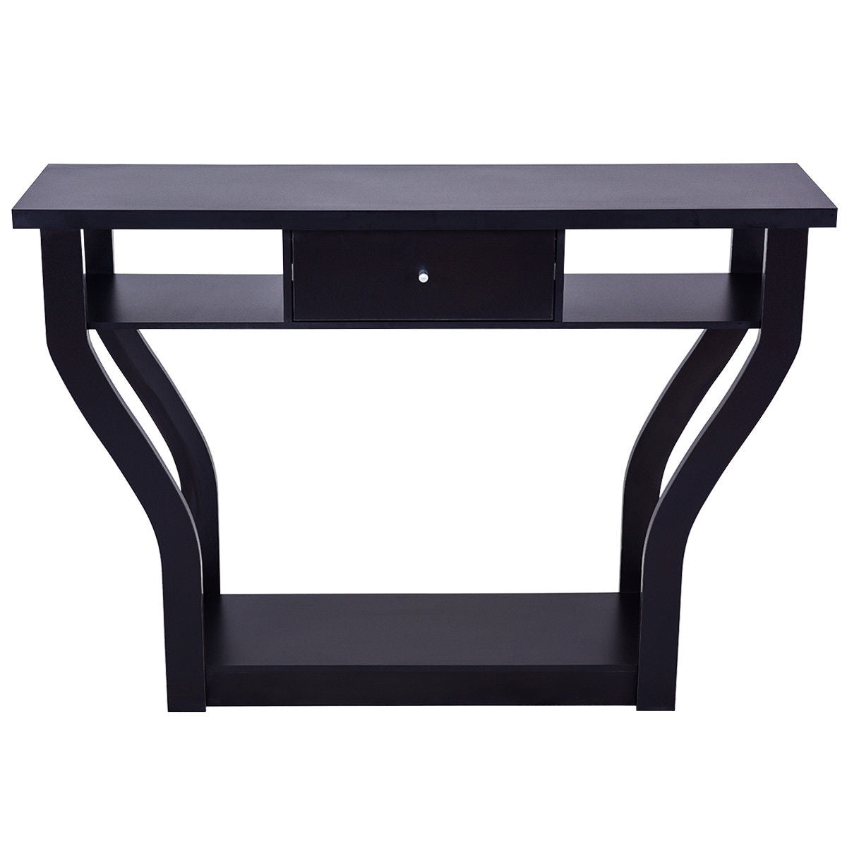 Elegant Console Table with Storage Drawer and Open Shelf for Hallway or Living Room - Black