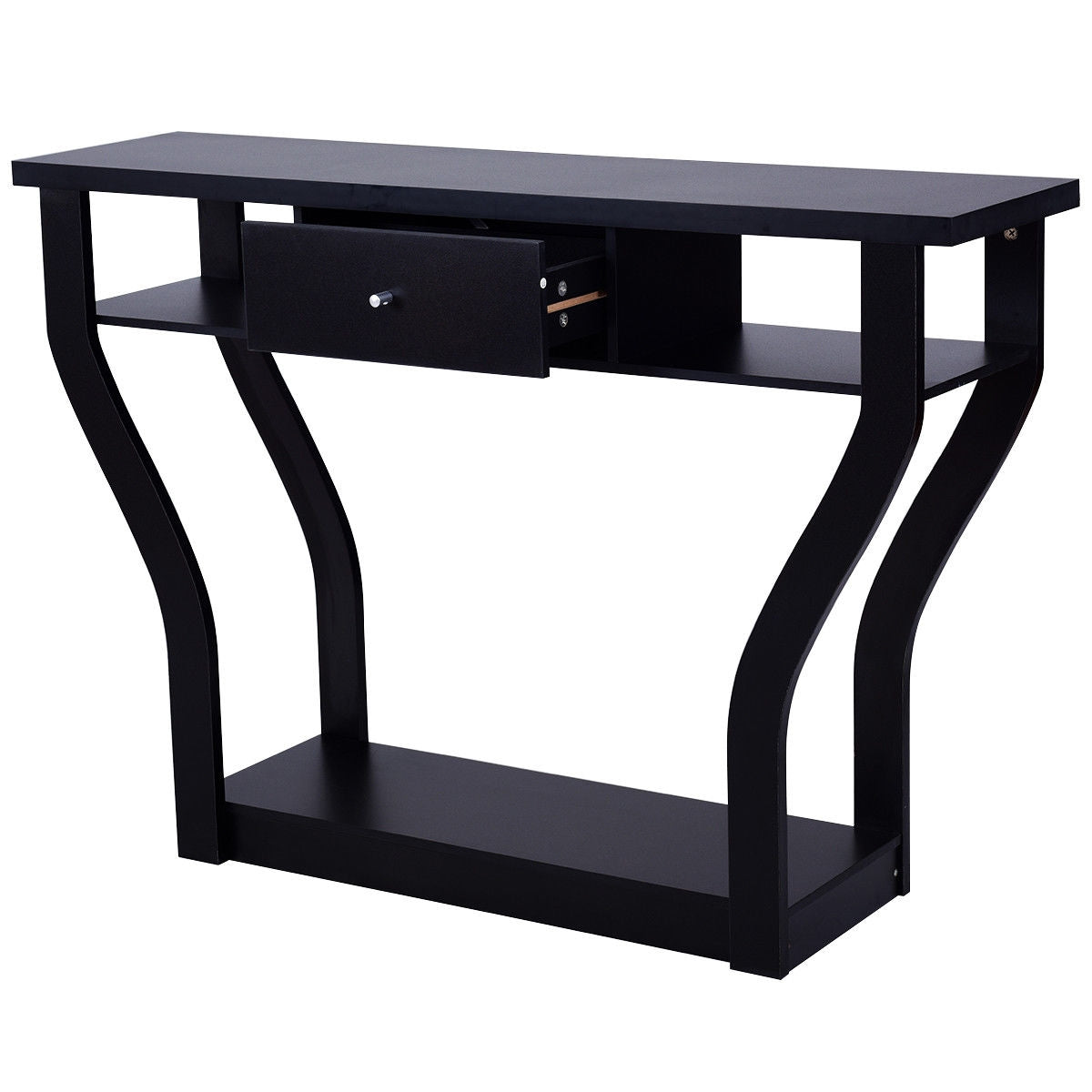 Elegant Console Table with Storage Drawer and Open Shelf for Hallway or Living Room - Black