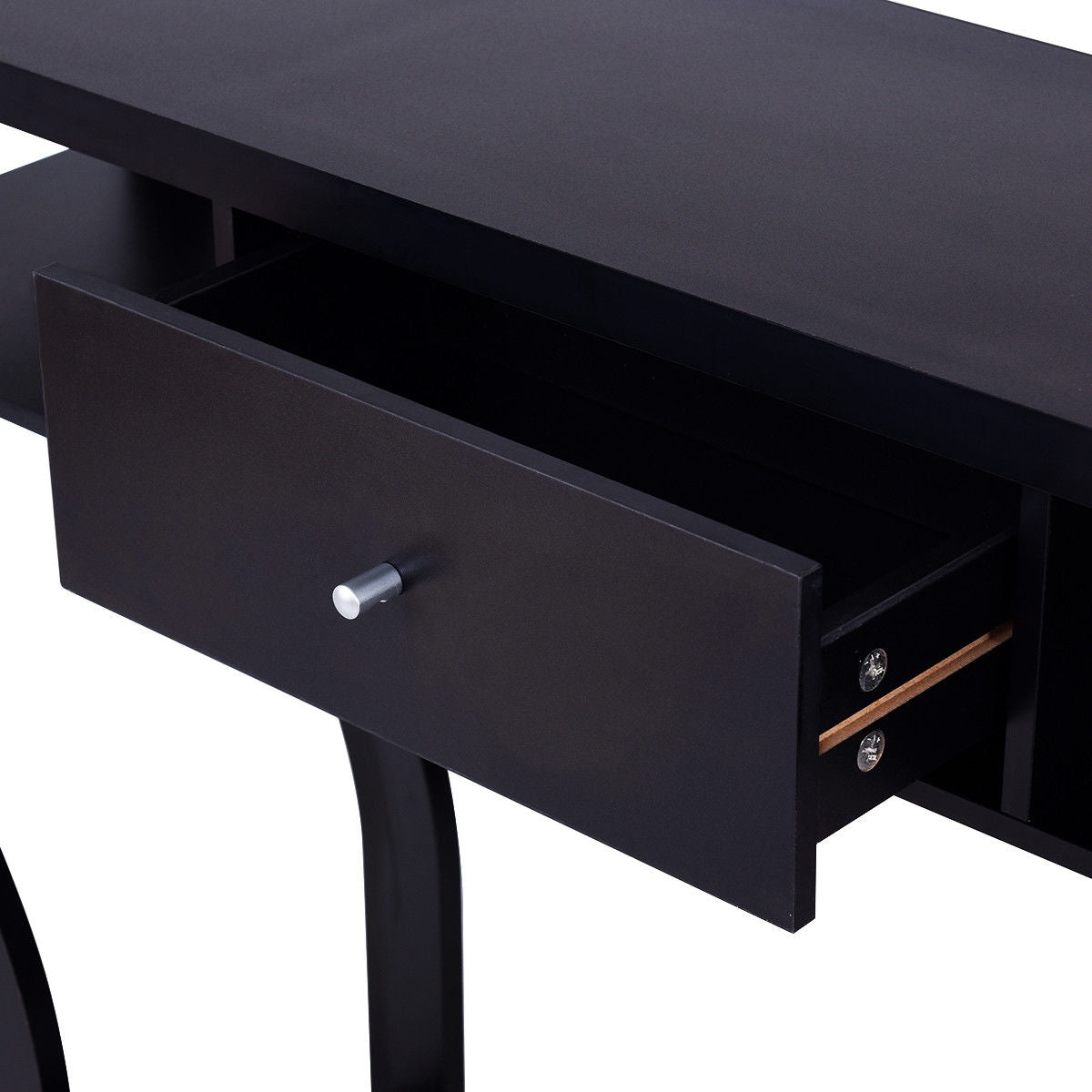 Elegant Console Table with Storage Drawer and Open Shelf for Hallway or Living Room - Black