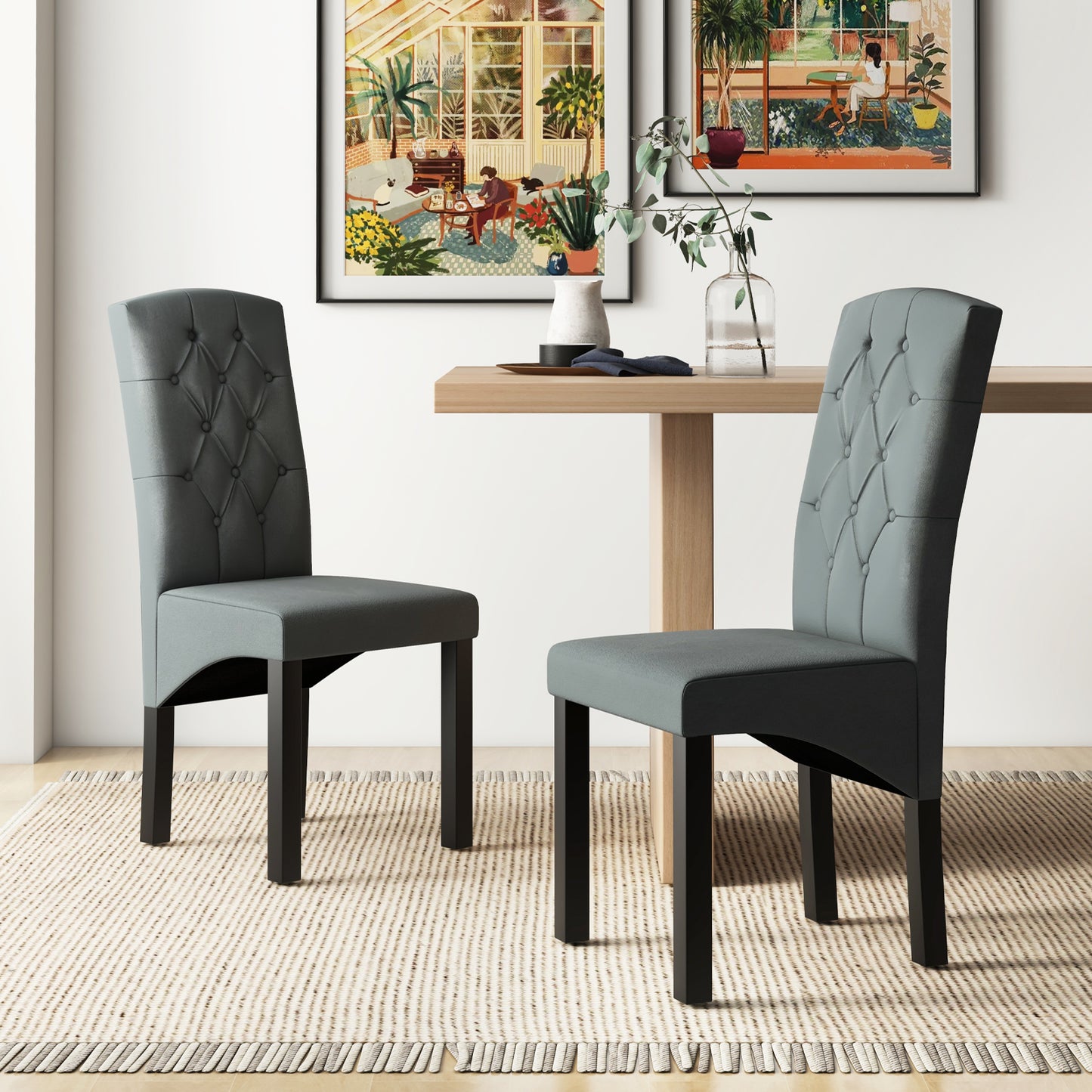Modern Dining Chair with High Backrest and High-Density Cushion for Ultimate Comfort - Dark Grey