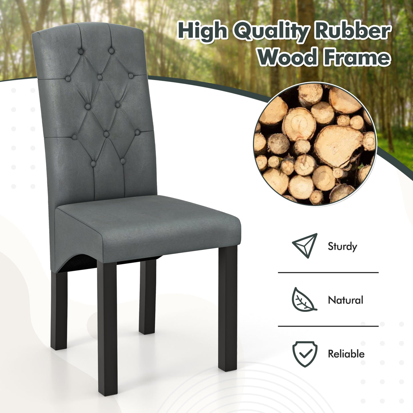 Modern Dining Chair with High Backrest and High-Density Cushion for Ultimate Comfort - Dark Grey