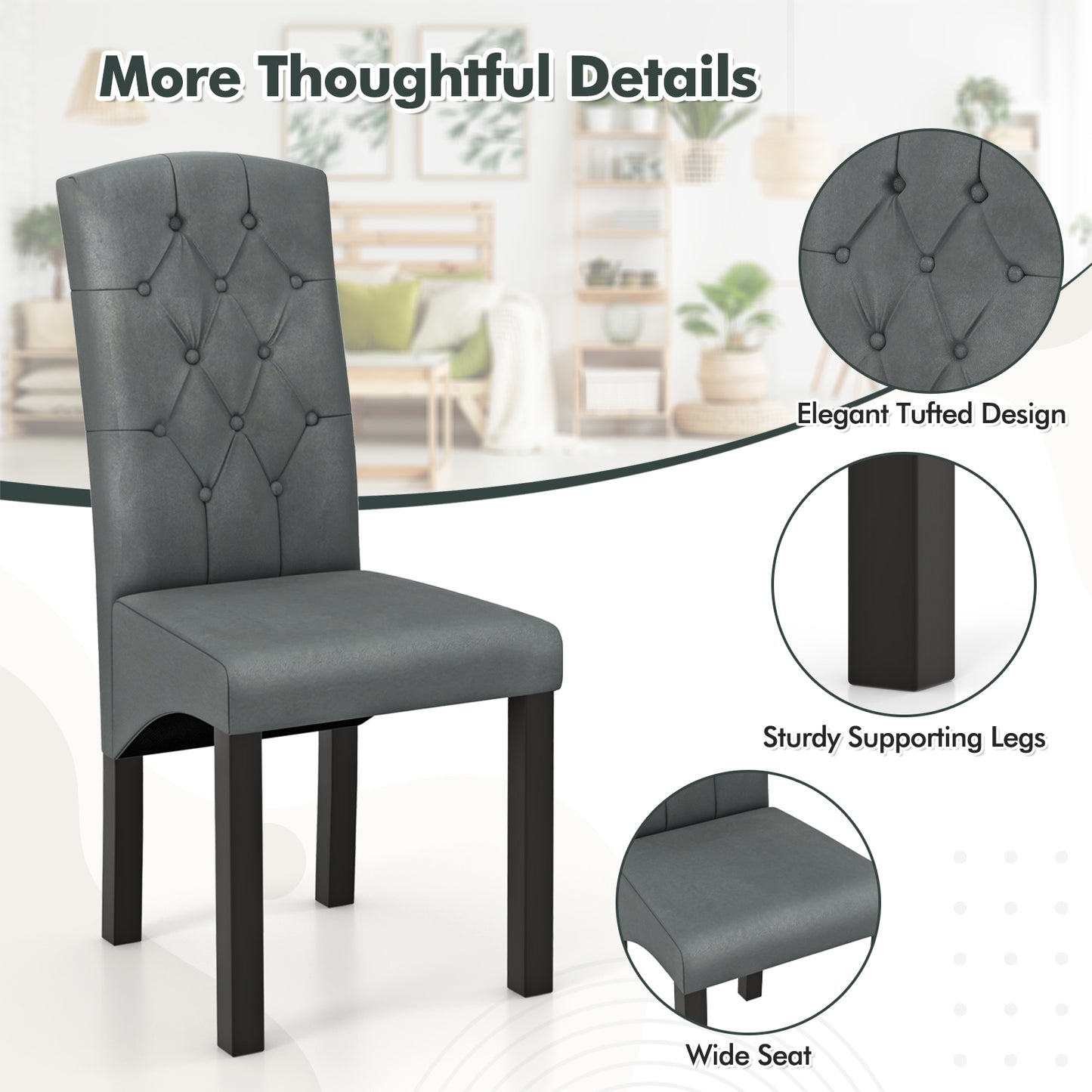 Modern Dining Chair with High Backrest and High-Density Cushion for Ultimate Comfort - Dark Grey