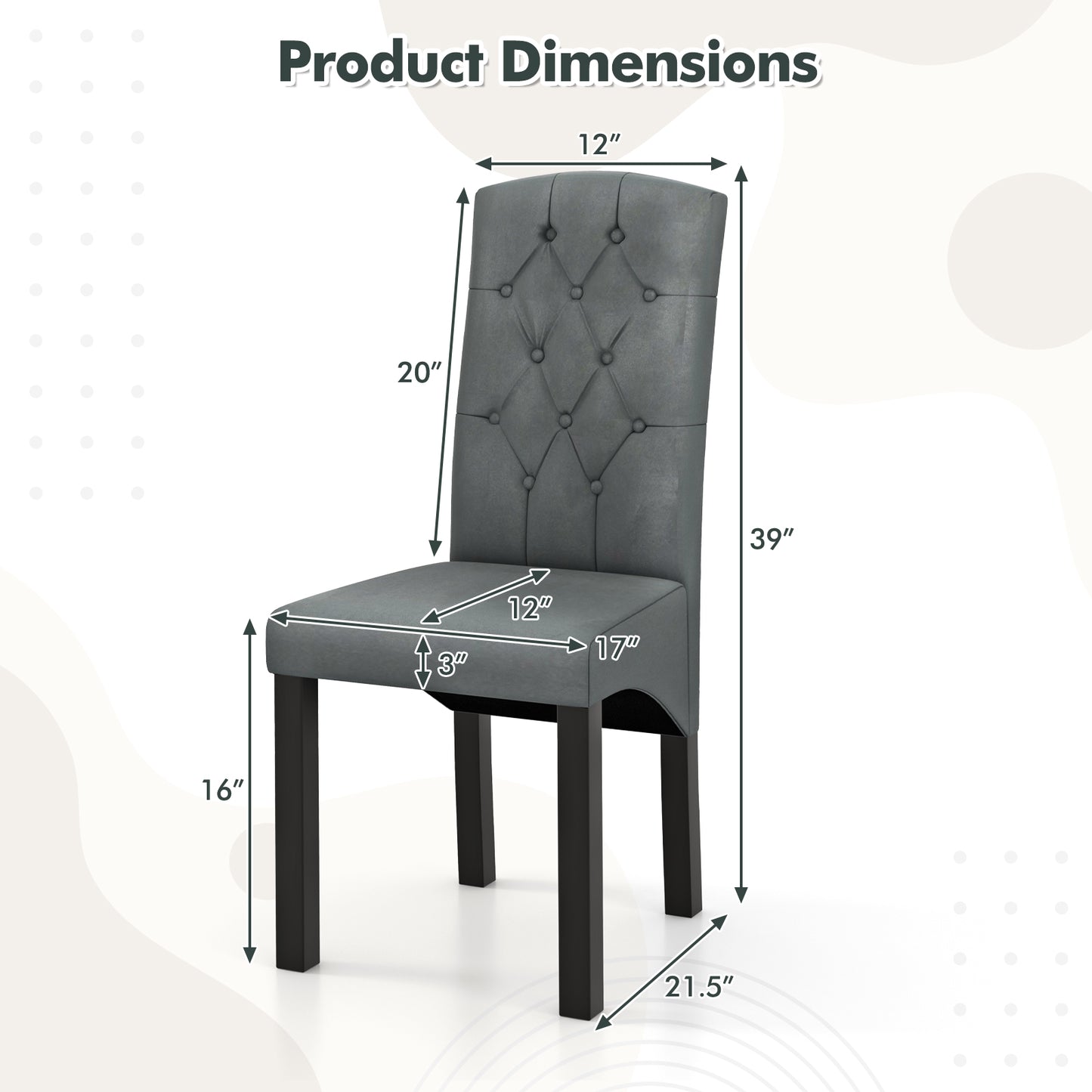 Modern Dining Chair with High Backrest and High-Density Cushion for Ultimate Comfort - Dark Grey