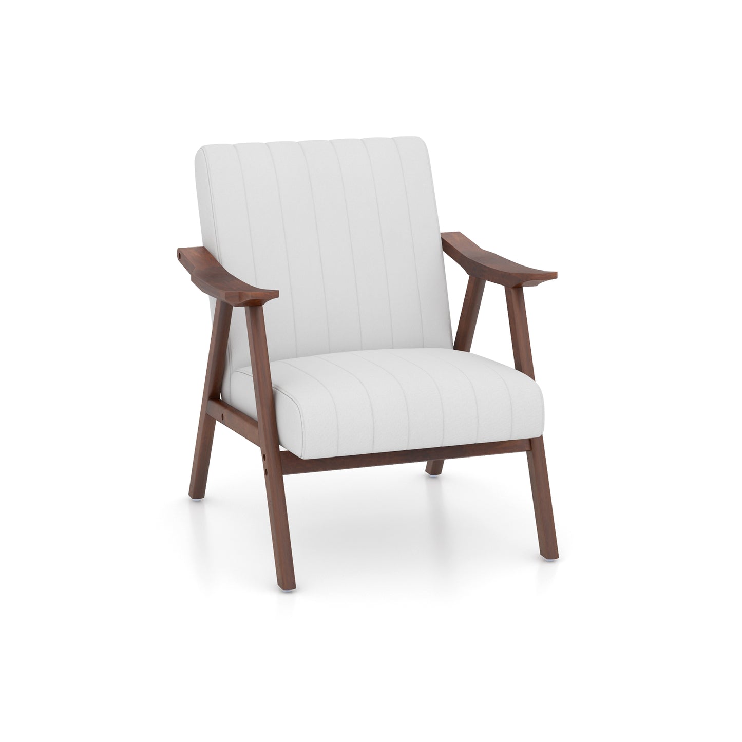 Ergonomic Lounge Armchair with Thick Cushion and Felt Pads Beige