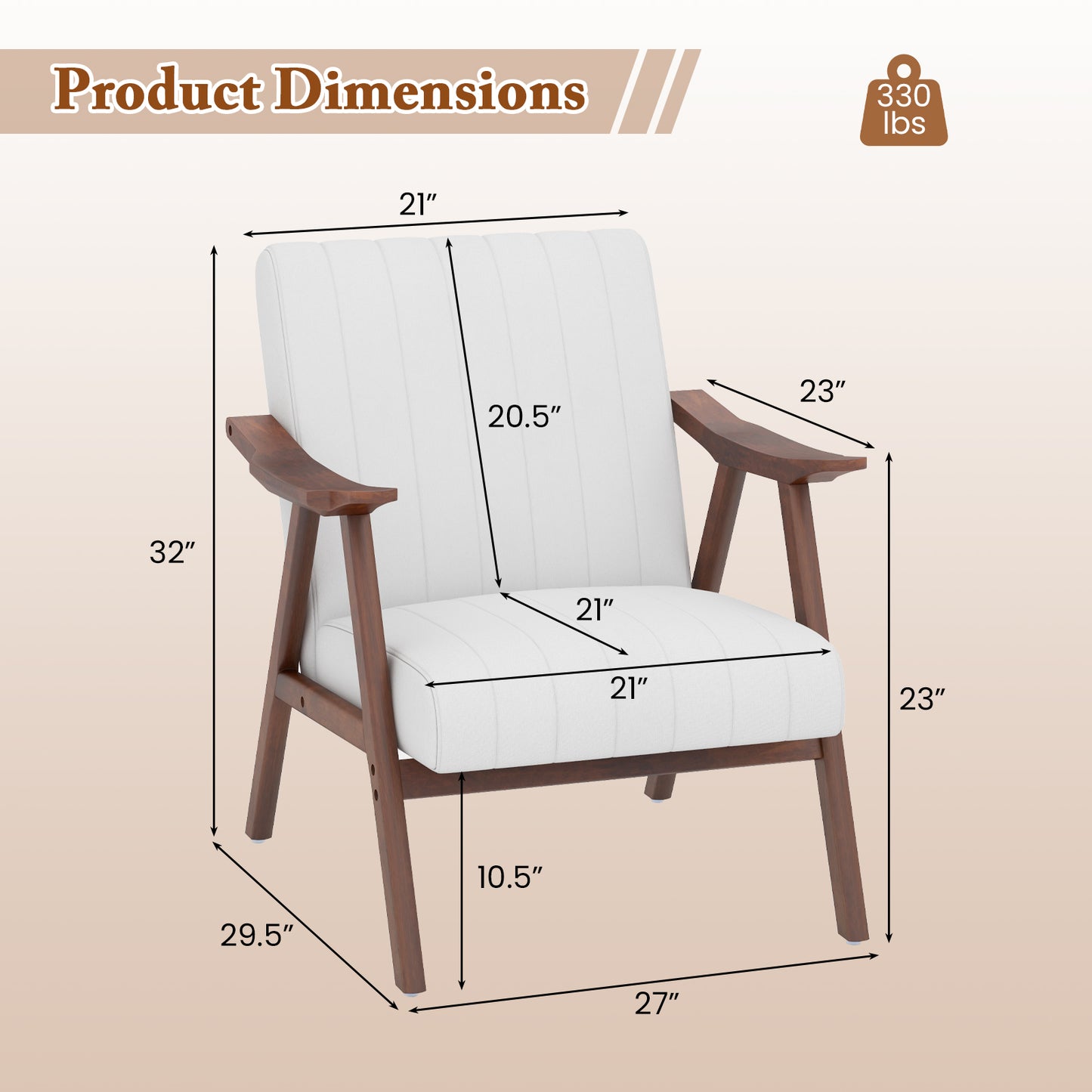 Ergonomic Lounge Armchair with Thick Cushion and Felt Pads Beige