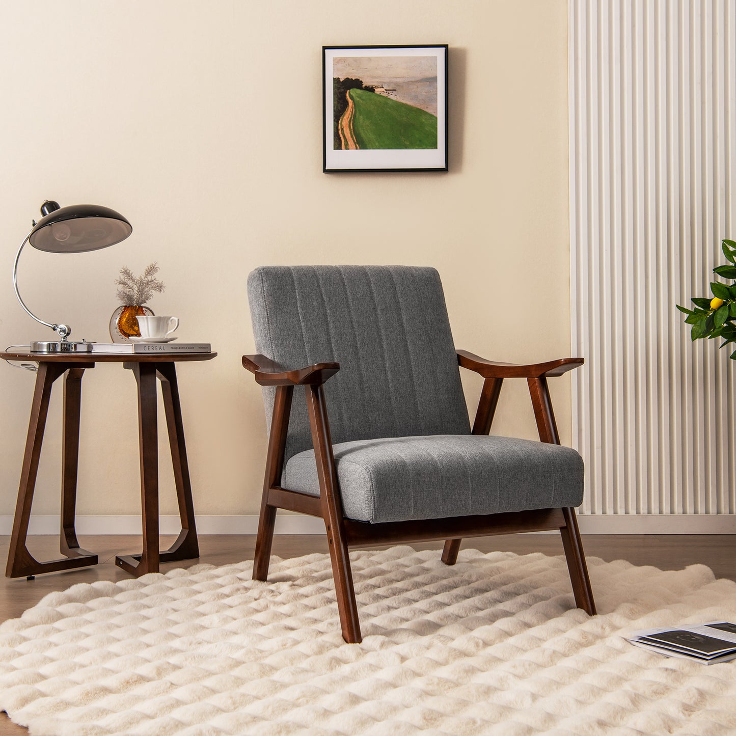 Ergonomic Lounge Armchair with Thick Cushion and Felt Pads Light Grey