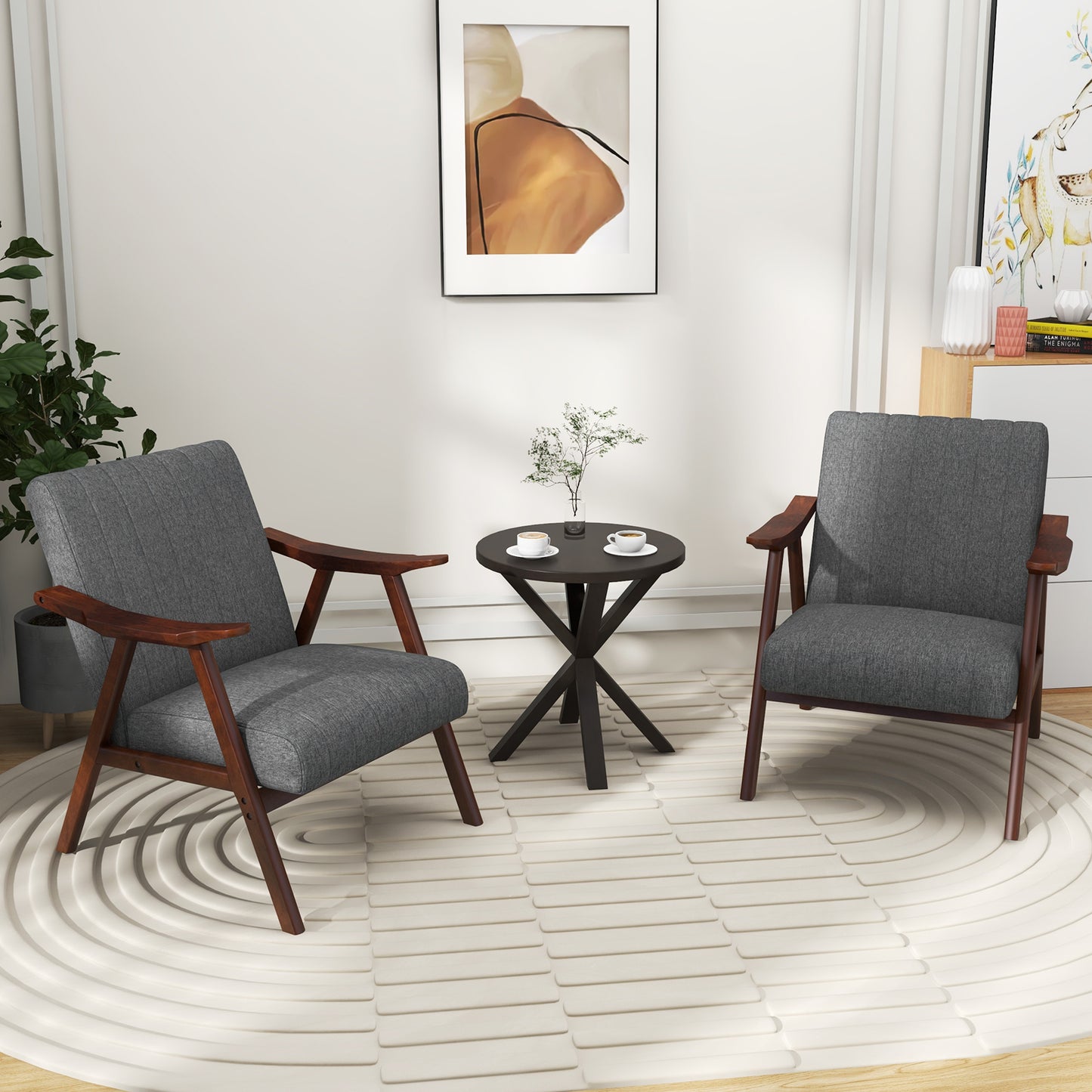 Ergonomic Lounge Armchair with Thick Cushion and Felt Pads Light Grey