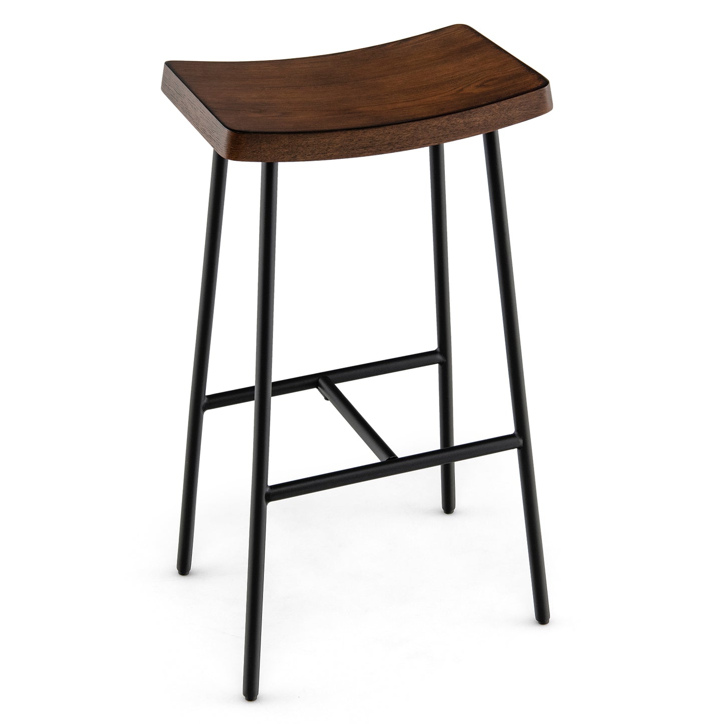 Industrial Saddle Bar Stool with 29 Inch Seat Height and Metal Legs