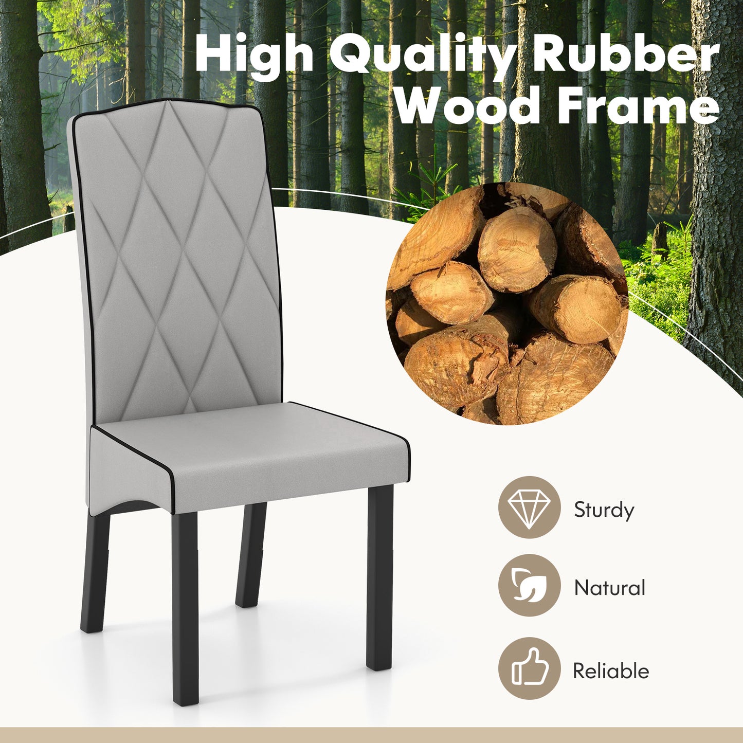 Modern Dining Chair with High Backrest and High-Density Cushion for Ultimate Comfort - Light Grey