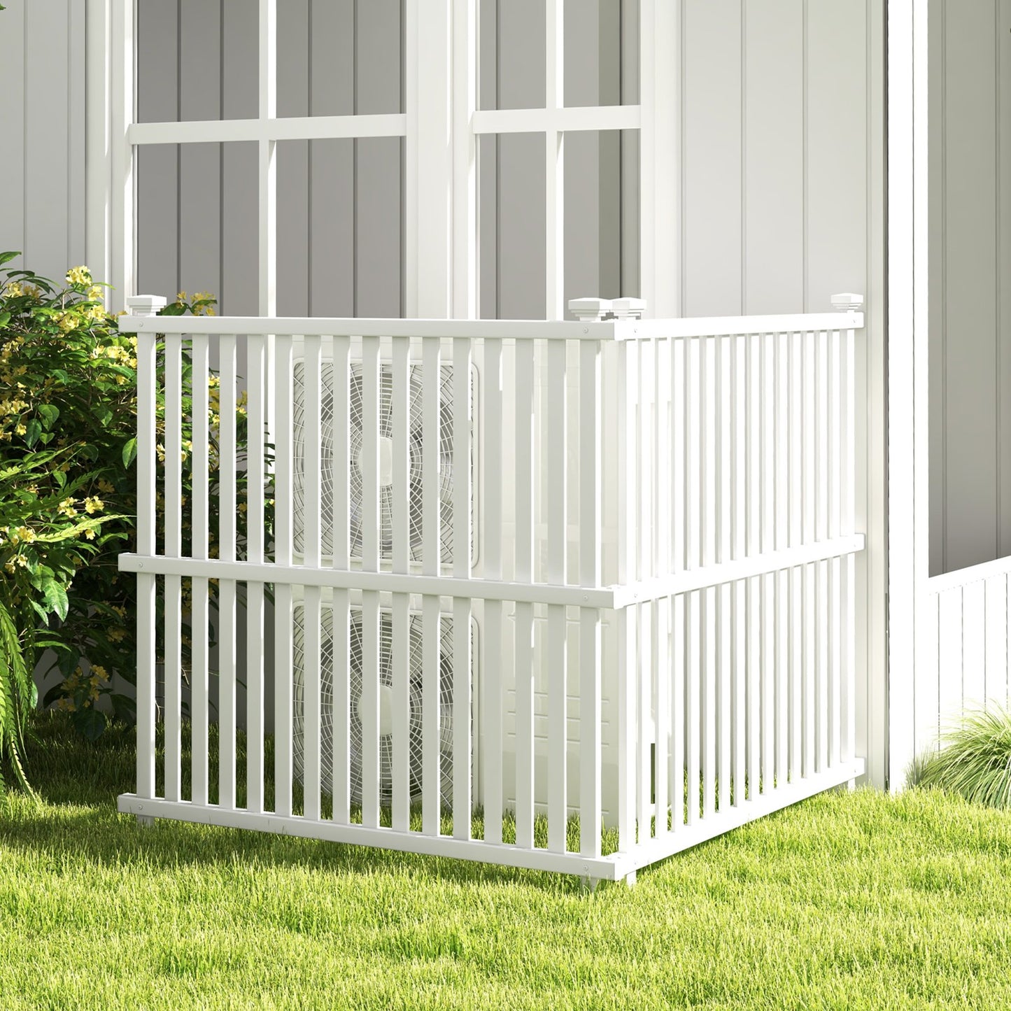 Outdoor Air Conditioner Privacy Fence Panel with Metal Stakes for Enhanced Stability