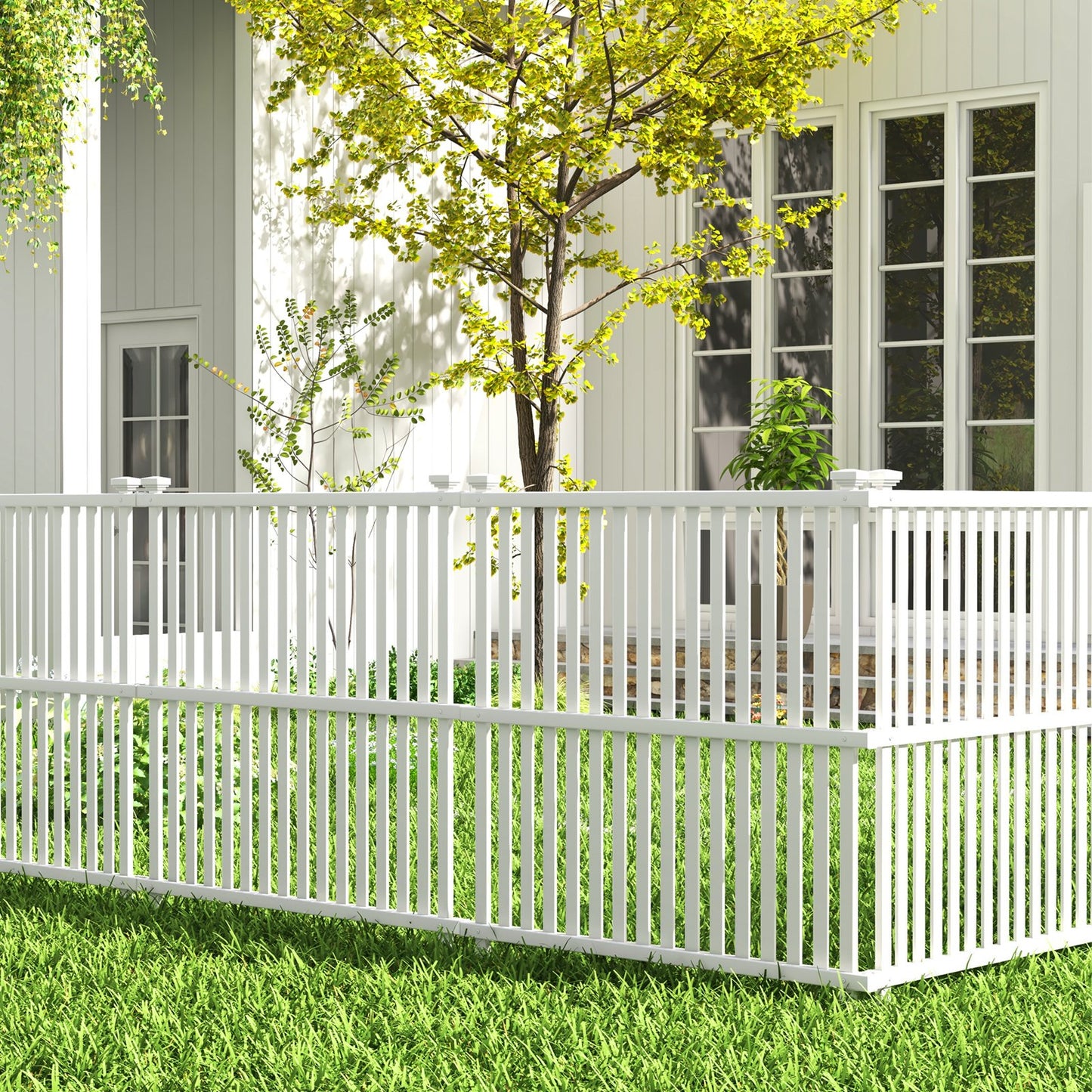 Outdoor Air Conditioner Privacy Fence Panel with Metal Stakes for Enhanced Stability